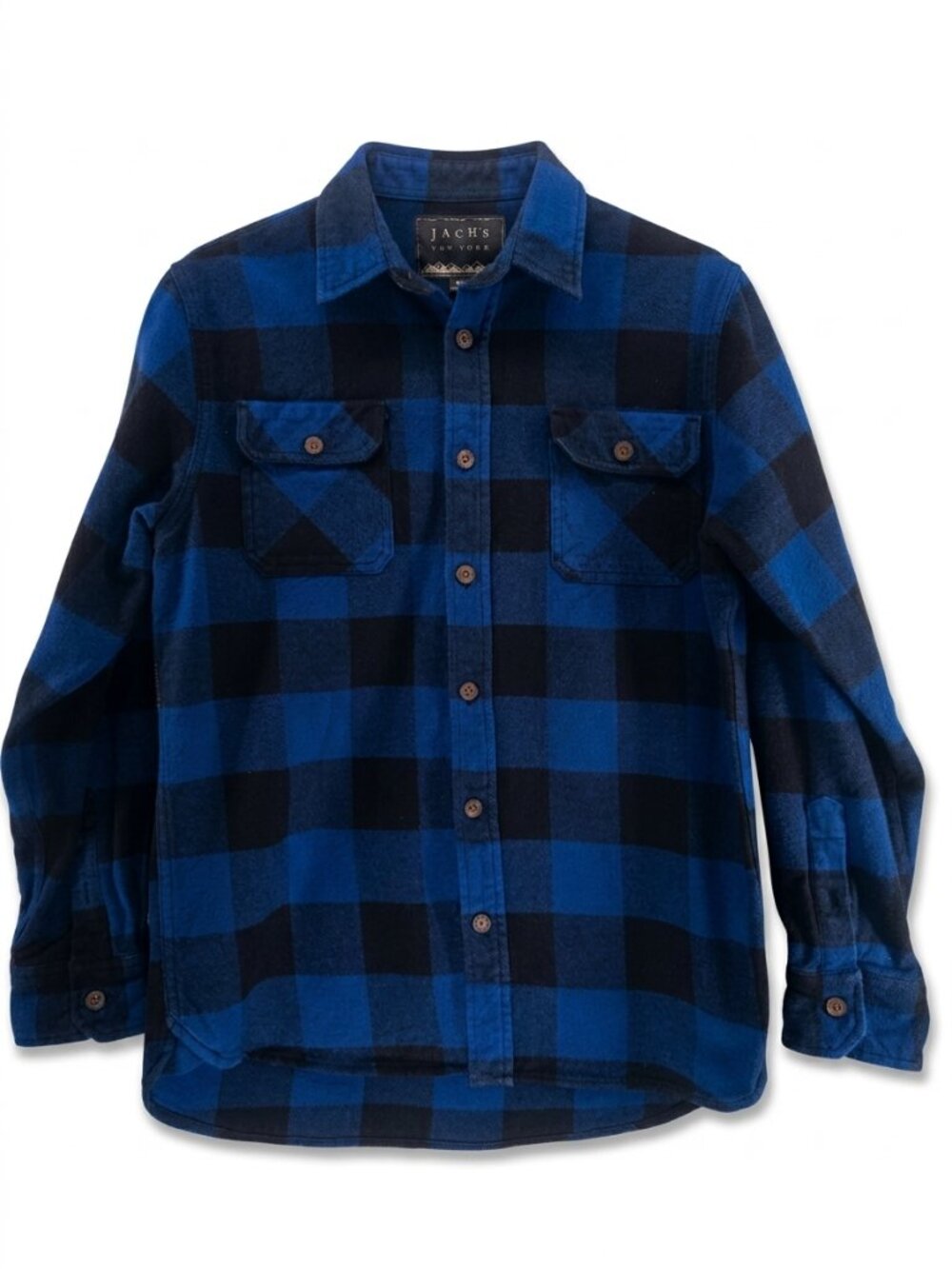 JACHS New York Men's Blue & Black Buffalo Plaid Flannel Shirt Size